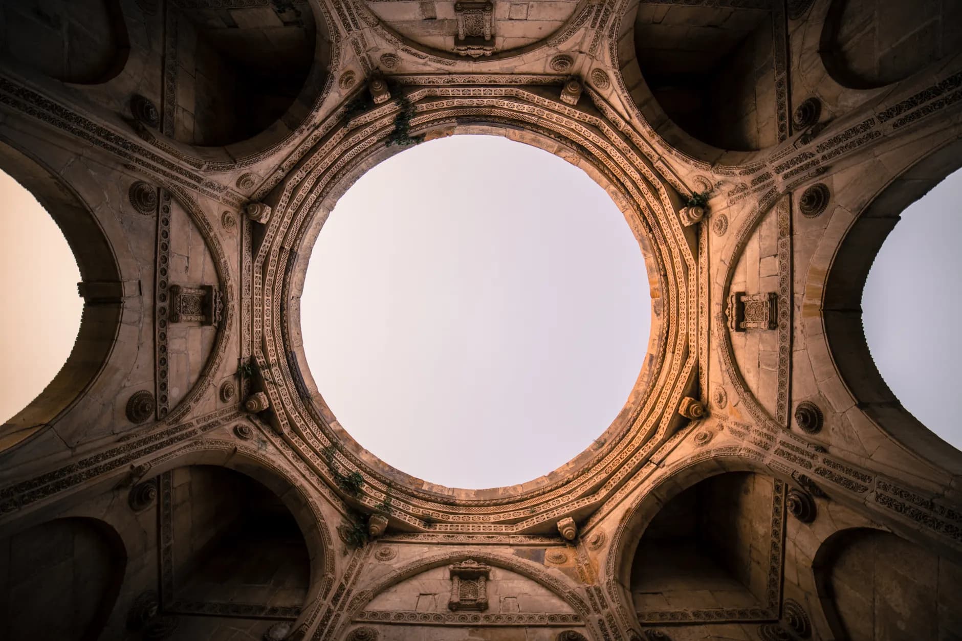 Intricate dome design in Champaner, India, showcasing stunning architectural detail and craftsmanship.