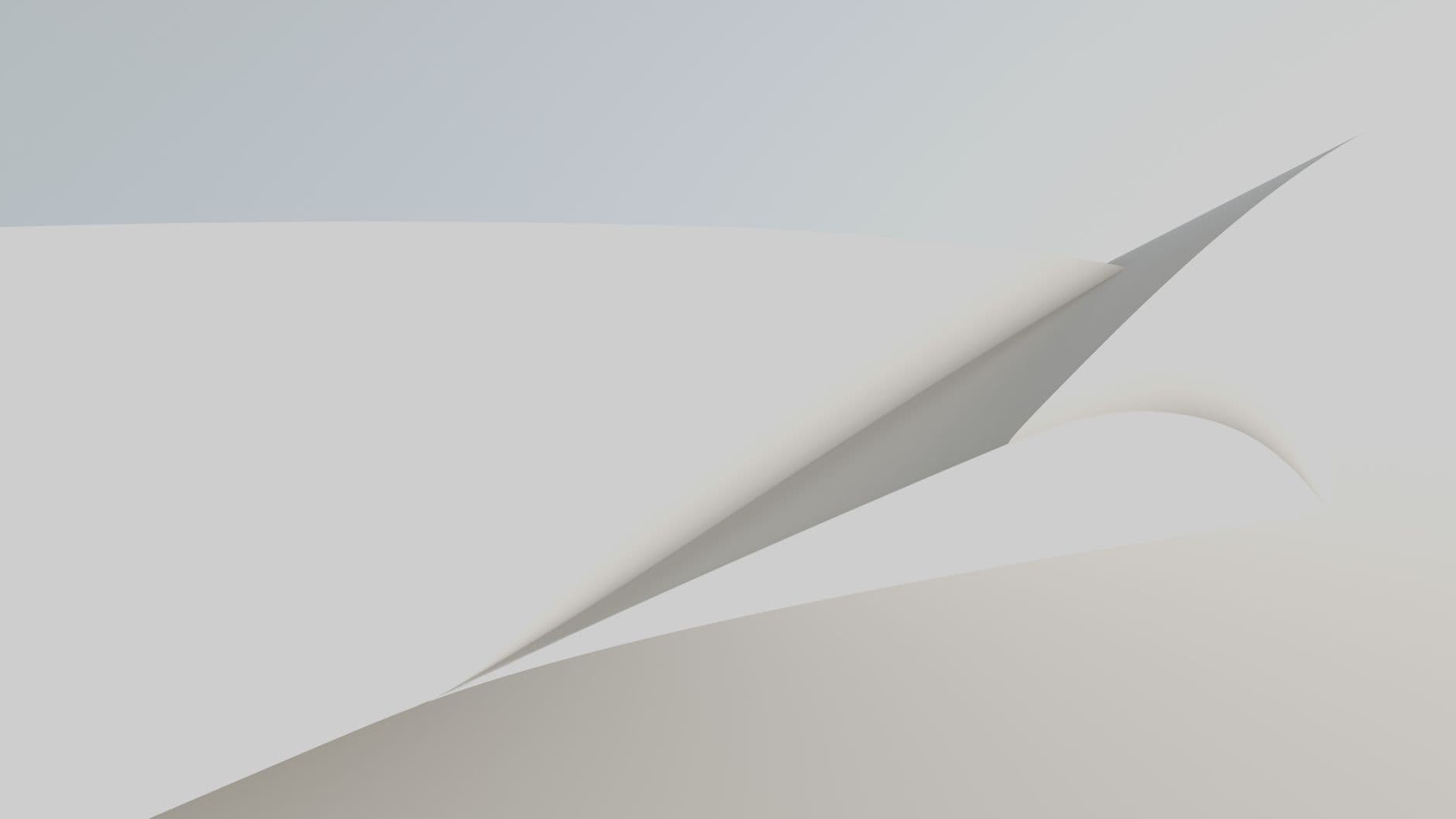 A minimalist abstract design with white and subtle shades resembling folded paper.